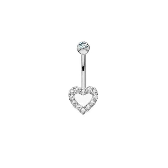1 Piece Belly Rings Simple Style Classic Style Heart Shape 316 Stainless Steel  Inlay Zircon Belly Rings