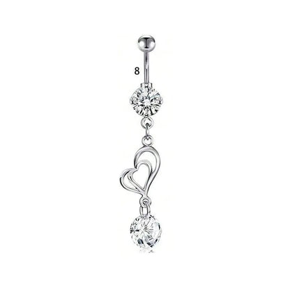 1 Piece Belly Rings Simple Style Classic Style Solid Color 304 Stainless Steel Inlay Zircon Belly Rings