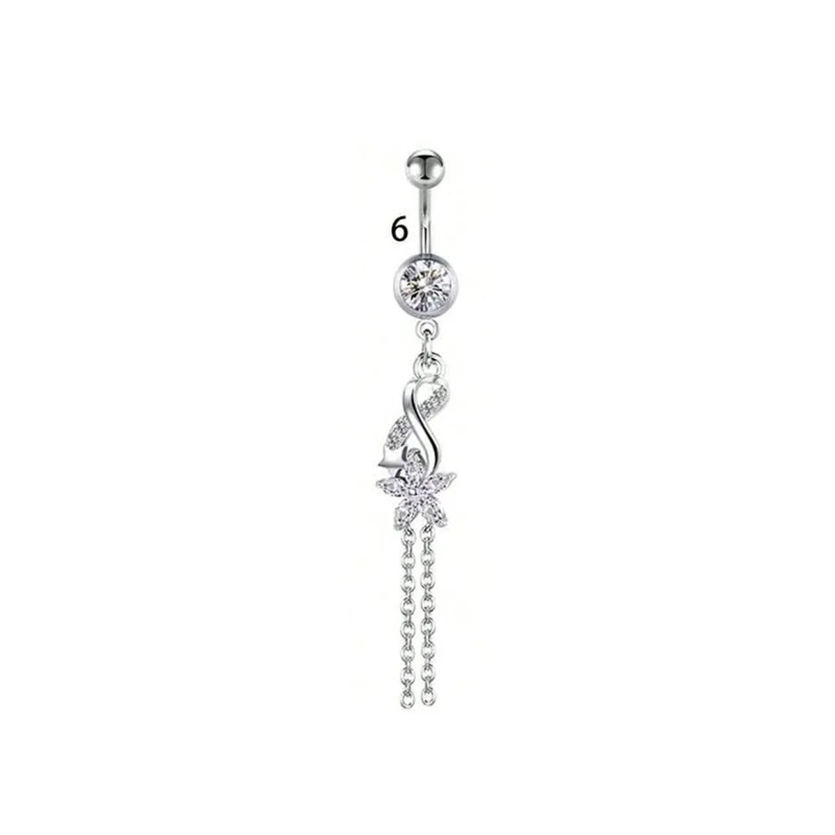 1 Piece Belly Rings Simple Style Classic Style Solid Color 304 Stainless Steel Inlay Zircon Belly Rings