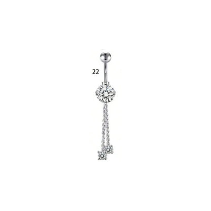 1 Piece Belly Rings Simple Style Classic Style Solid Color 304 Stainless Steel Inlay Zircon Belly Rings