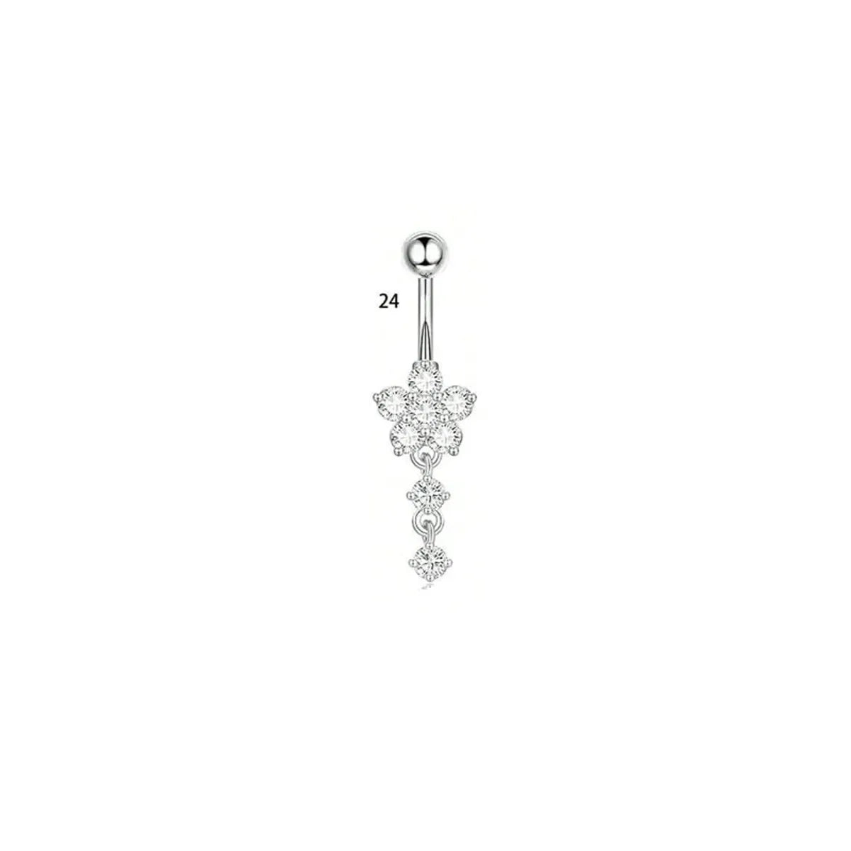 1 Piece Belly Rings Simple Style Classic Style Solid Color 304 Stainless Steel Inlay Zircon Belly Rings