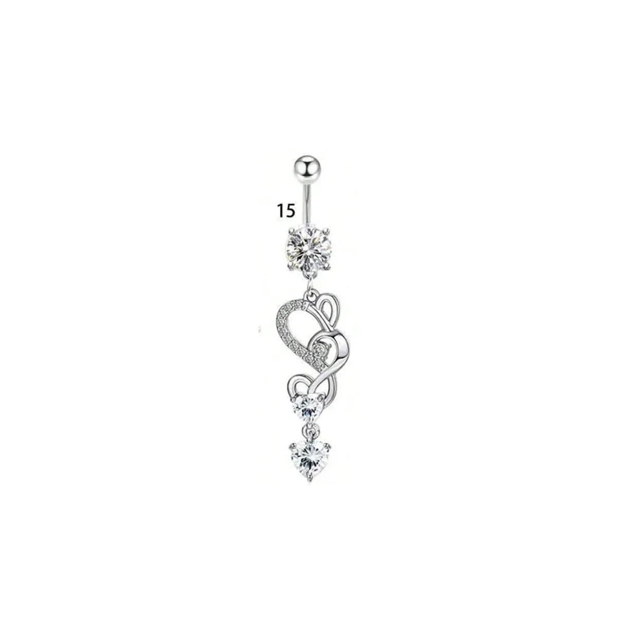 1 Piece Belly Rings Simple Style Classic Style Solid Color 304 Stainless Steel Inlay Zircon Belly Rings