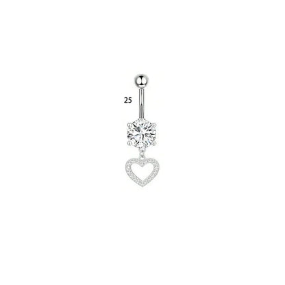 1 Piece Belly Rings Simple Style Classic Style Solid Color 304 Stainless Steel Inlay Zircon Belly Rings