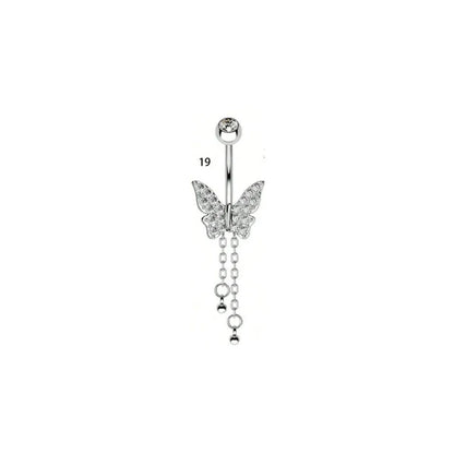 1 Piece Belly Rings Simple Style Classic Style Solid Color 304 Stainless Steel Inlay Zircon Belly Rings