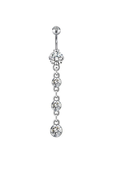 1 Piece Belly Rings Simple Style Classic Style Solid Color 304 Stainless Steel Inlay Zircon Belly Rings