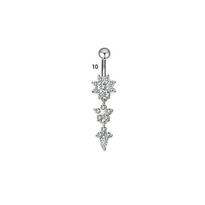 1 Piece Belly Rings Simple Style Classic Style Solid Color 304 Stainless Steel Inlay Zircon Belly Rings