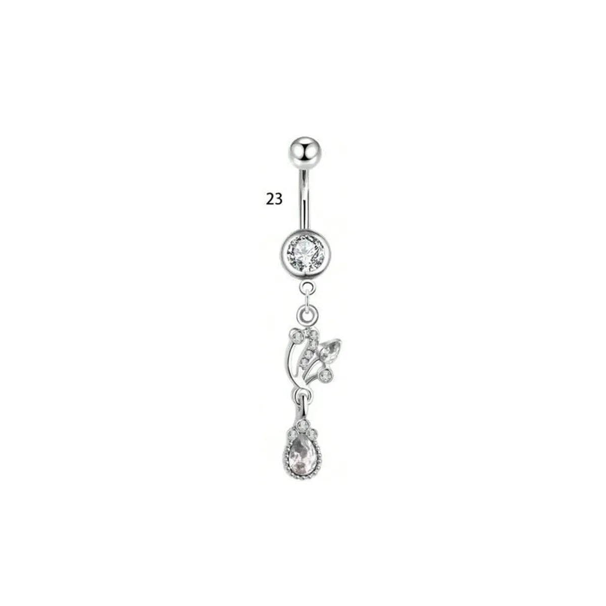 1 Piece Belly Rings Simple Style Classic Style Solid Color 304 Stainless Steel Inlay Zircon Belly Rings