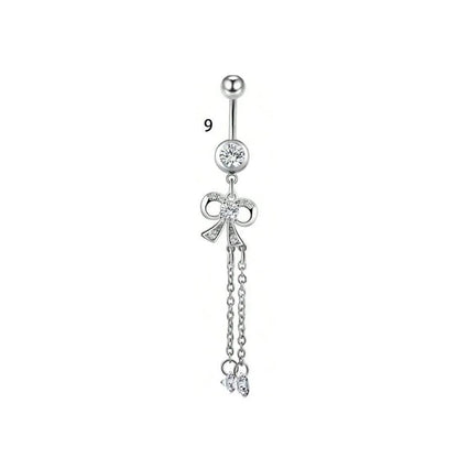 1 Piece Belly Rings Simple Style Classic Style Solid Color 304 Stainless Steel Inlay Zircon Belly Rings