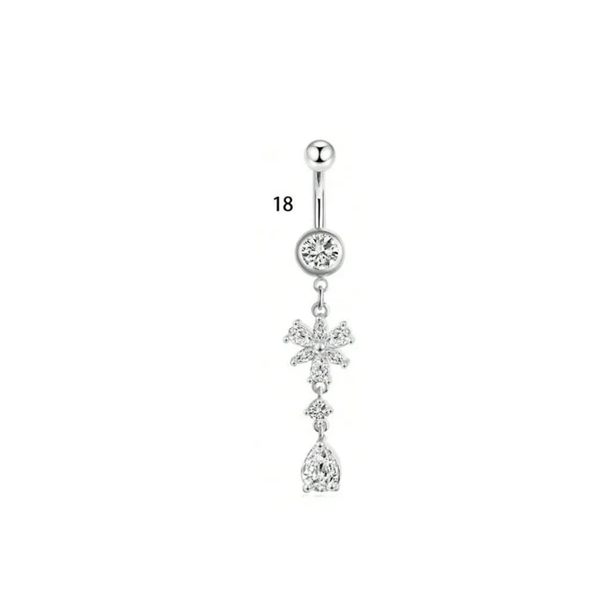 1 Piece Belly Rings Simple Style Classic Style Solid Color 304 Stainless Steel Inlay Zircon Belly Rings