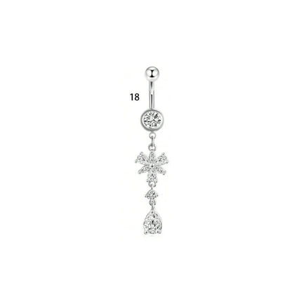 1 Piece Belly Rings Simple Style Classic Style Solid Color 304 Stainless Steel Inlay Zircon Belly Rings