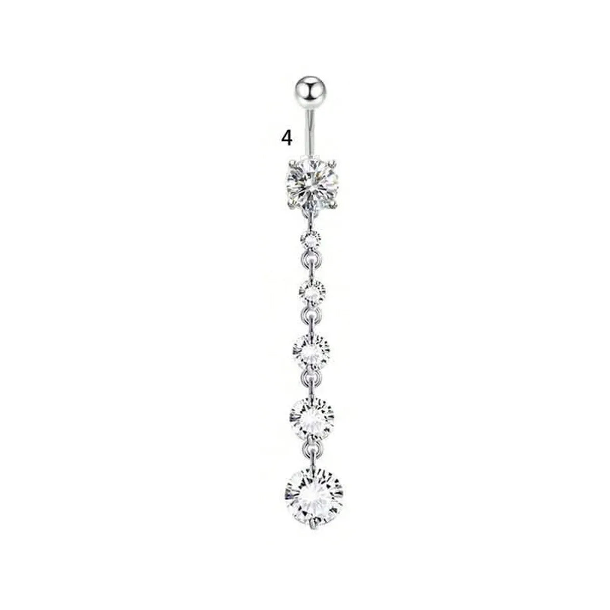 1 Piece Belly Rings Simple Style Classic Style Solid Color 304 Stainless Steel Inlay Zircon Belly Rings