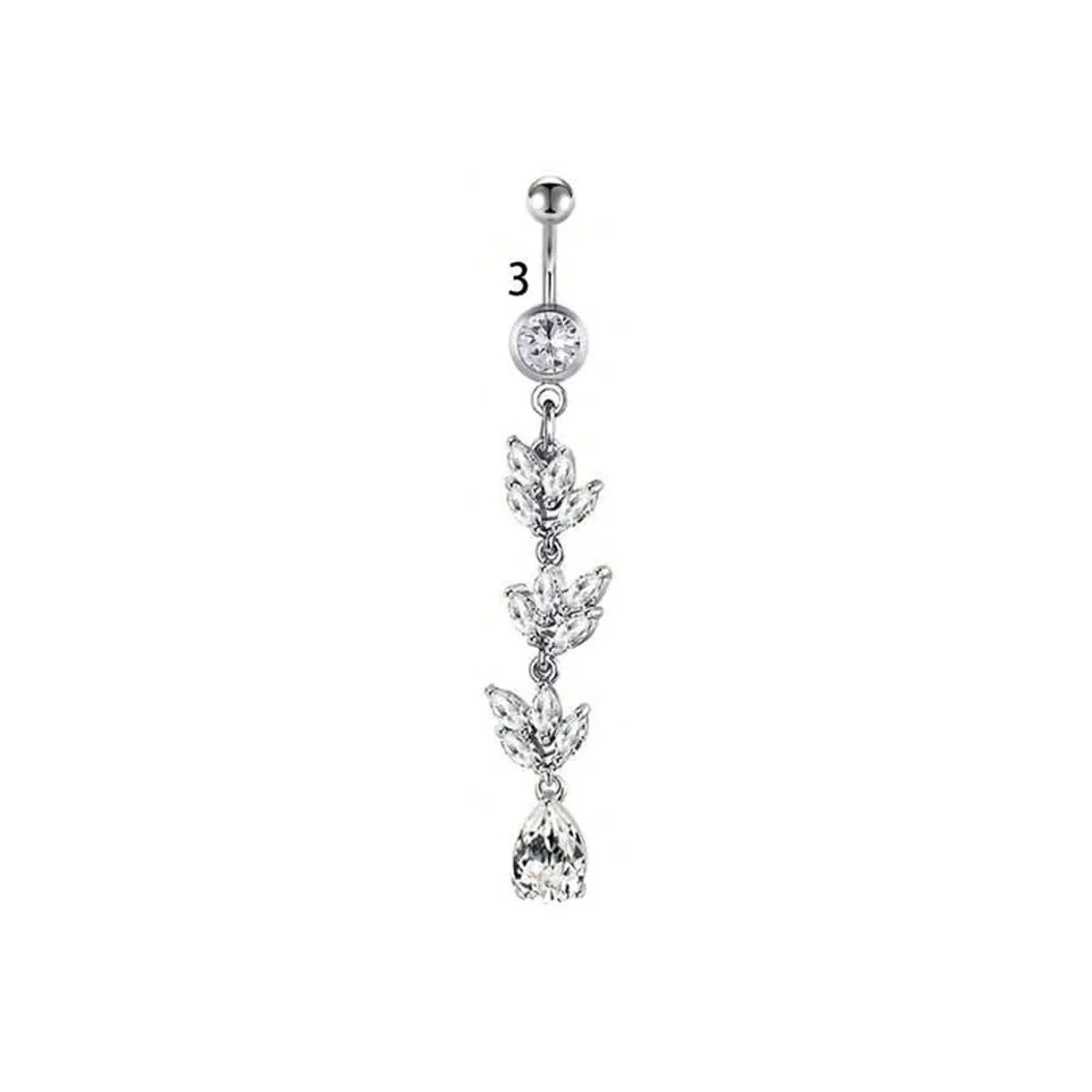 1 Piece Belly Rings Simple Style Classic Style Solid Color 304 Stainless Steel Inlay Zircon Belly Rings