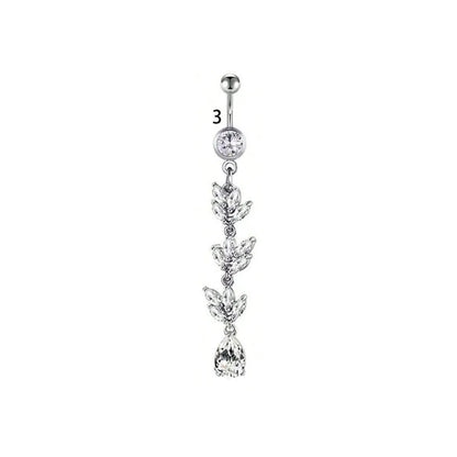 1 Piece Belly Rings Simple Style Classic Style Solid Color 304 Stainless Steel Inlay Zircon Belly Rings