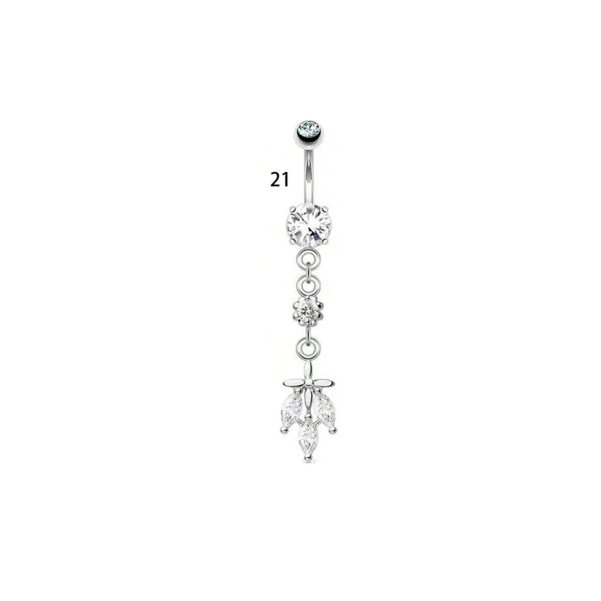 1 Piece Belly Rings Simple Style Classic Style Solid Color 304 Stainless Steel Inlay Zircon Belly Rings