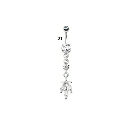 1 Piece Belly Rings Simple Style Classic Style Solid Color 304 Stainless Steel Inlay Zircon Belly Rings