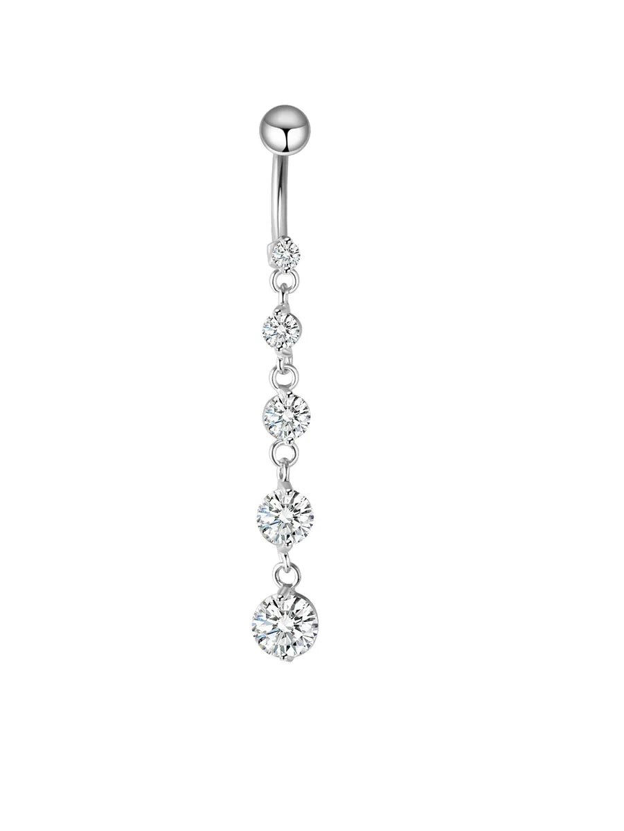 1 Piece Belly Rings Simple Style Classic Style Solid Color 304 Stainless Steel Inlay Zircon Belly Rings