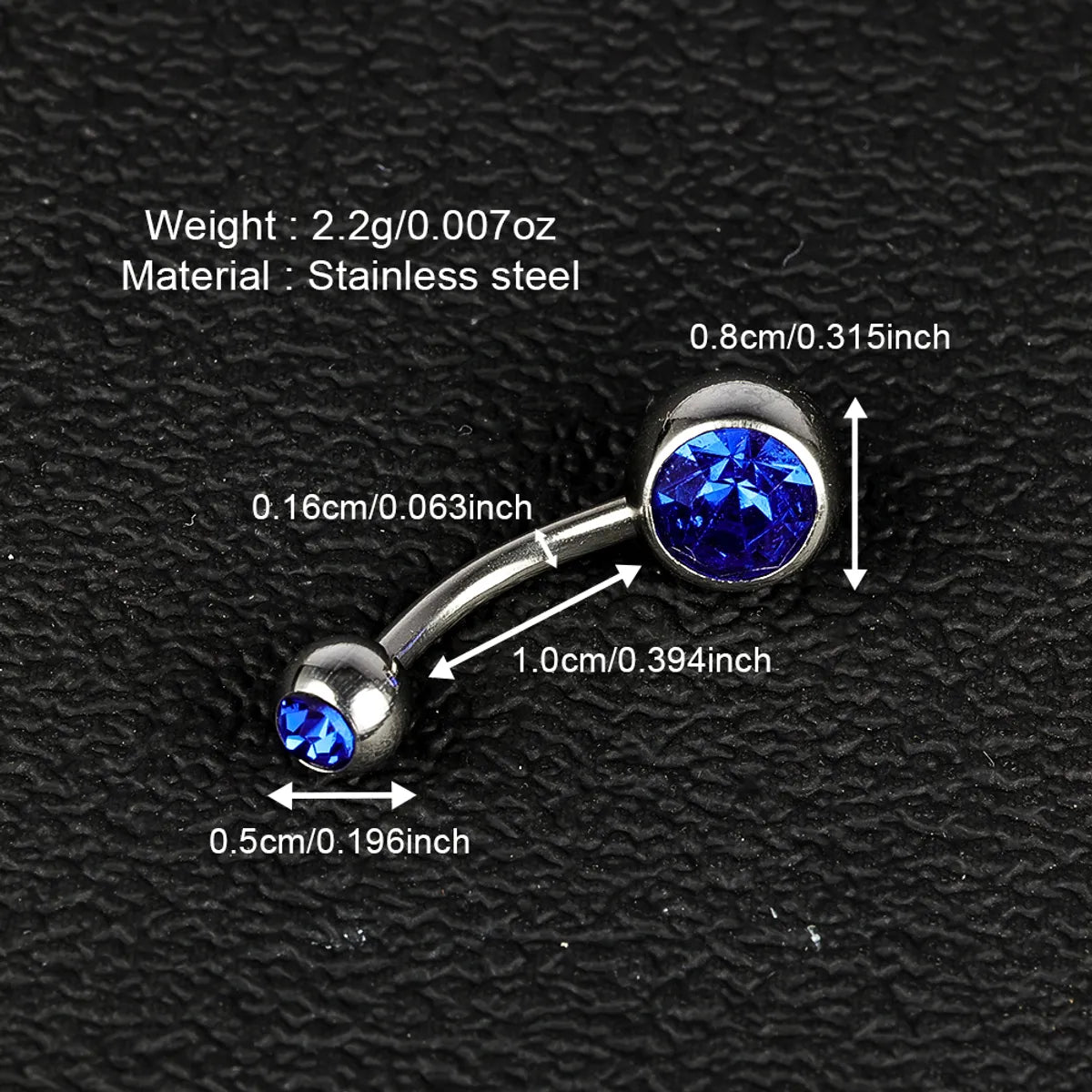 1 Piece Belly Rings Simple Style Color Block Stainless Steel Polishing Inlay Diamond Belly Rings