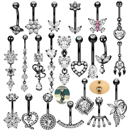 1 Piece Belly Rings Simple Style Geometric 316 Stainless Steel  Copper Inlay Zircon