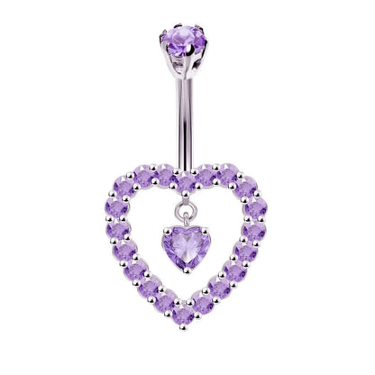 1 Piece Belly Rings Simple Style Heart Shape 316 Stainless Steel  Inlay Rhinestones