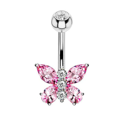 1 Piece Belly Rings Simple Style Heart Shape 316 Stainless Steel  Inlay Rhinestones