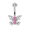 1 Piece Belly Rings Simple Style Heart Shape 316 Stainless Steel  Inlay Rhinestones