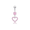 1 Piece Belly Rings Simple Style Heart Shape 316 Stainless Steel  Inlay Zircon