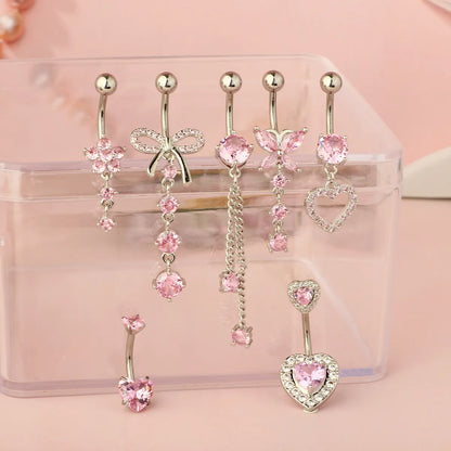 1 Piece Belly Rings Simple Style Heart Shape 316 Stainless Steel  Inlay Zircon