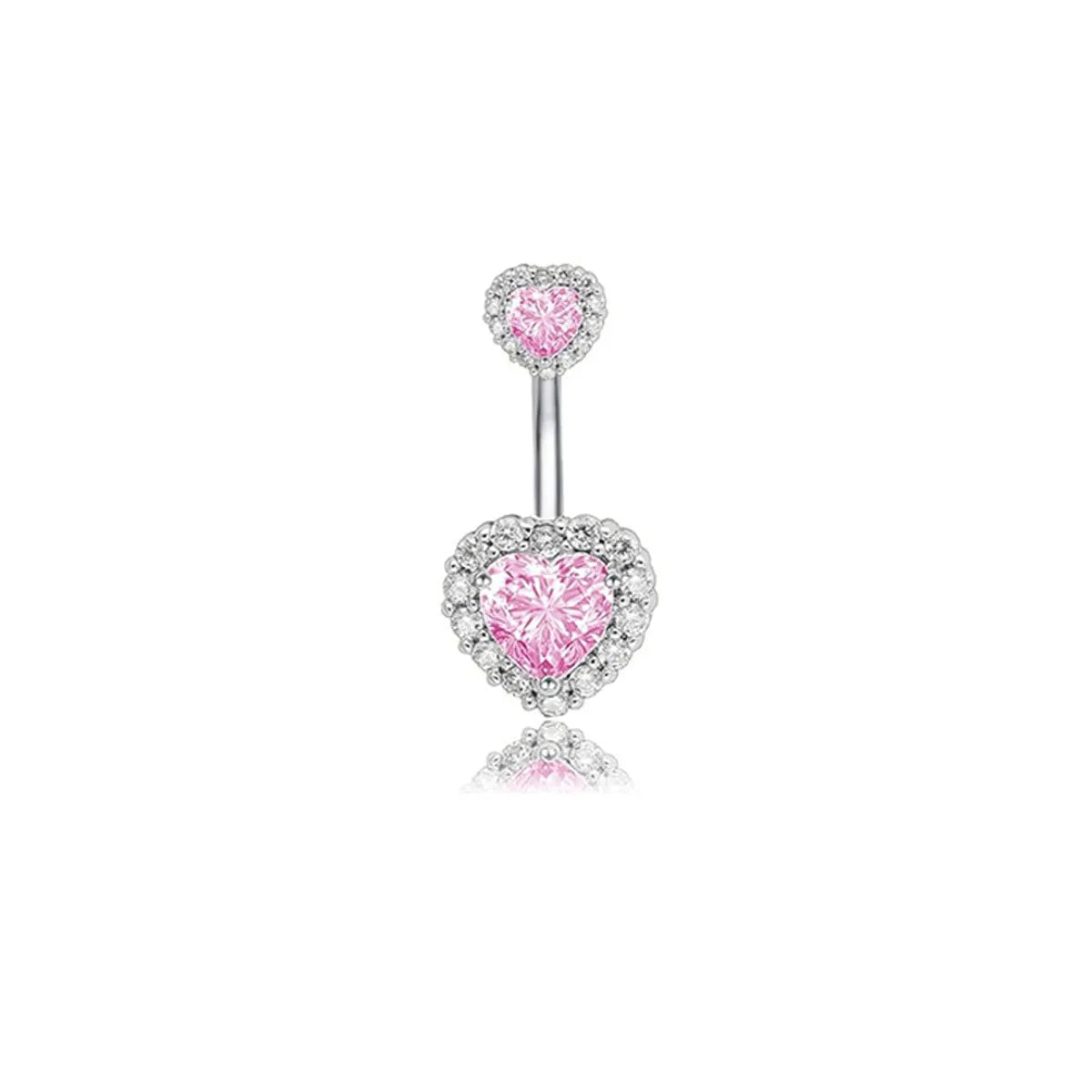 1 Piece Belly Rings Simple Style Heart Shape 316 Stainless Steel  Inlay Zircon