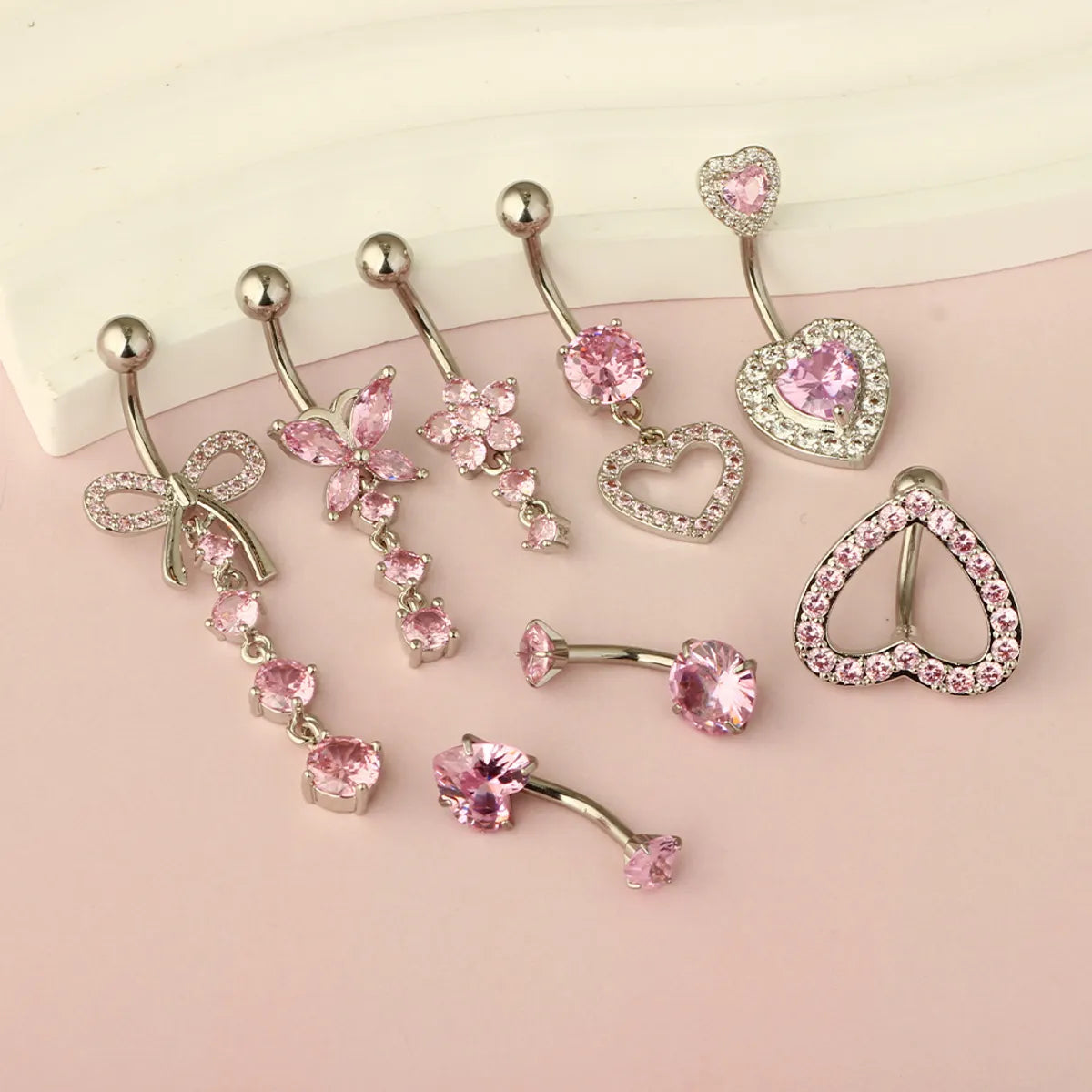 1 Piece Belly Rings Simple Style Heart Shape 316 Stainless Steel  Inlay Zircon