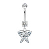 1 Piece Belly Rings Simple Style Heart Shape Wings Butterfly 316 Stainless Steel  Copper Inlay Zircon