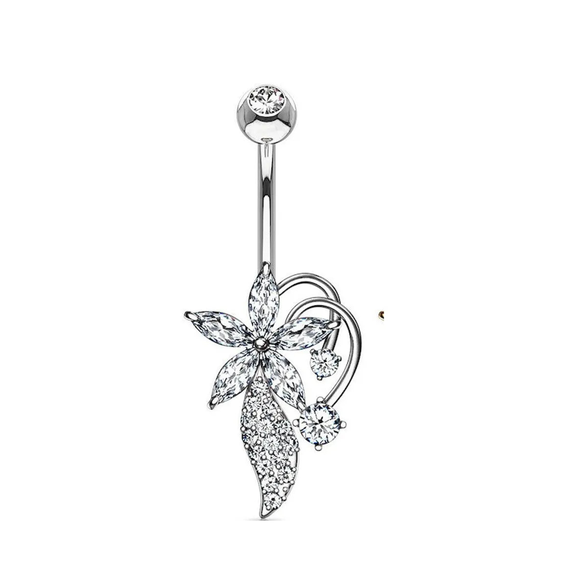 1 Piece Belly Rings Simple Style Heart Shape Wings Butterfly 316 Stainless Steel  Copper Inlay Zircon