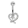 1 Piece Belly Rings Simple Style Heart Shape Wings Butterfly 316 Stainless Steel  Copper Inlay Zircon