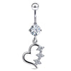 1 Piece Belly Rings Simple Style Heart Shape Wings Butterfly 316 Stainless Steel  Copper Inlay Zircon