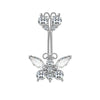 1 Piece Belly Rings Simple Style Heart Shape Wings Butterfly 316 Stainless Steel  Copper Inlay Zircon