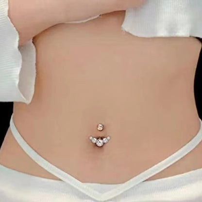 1 Piece Belly Rings Simple Style Round Stainless Steel Inlay Zircon