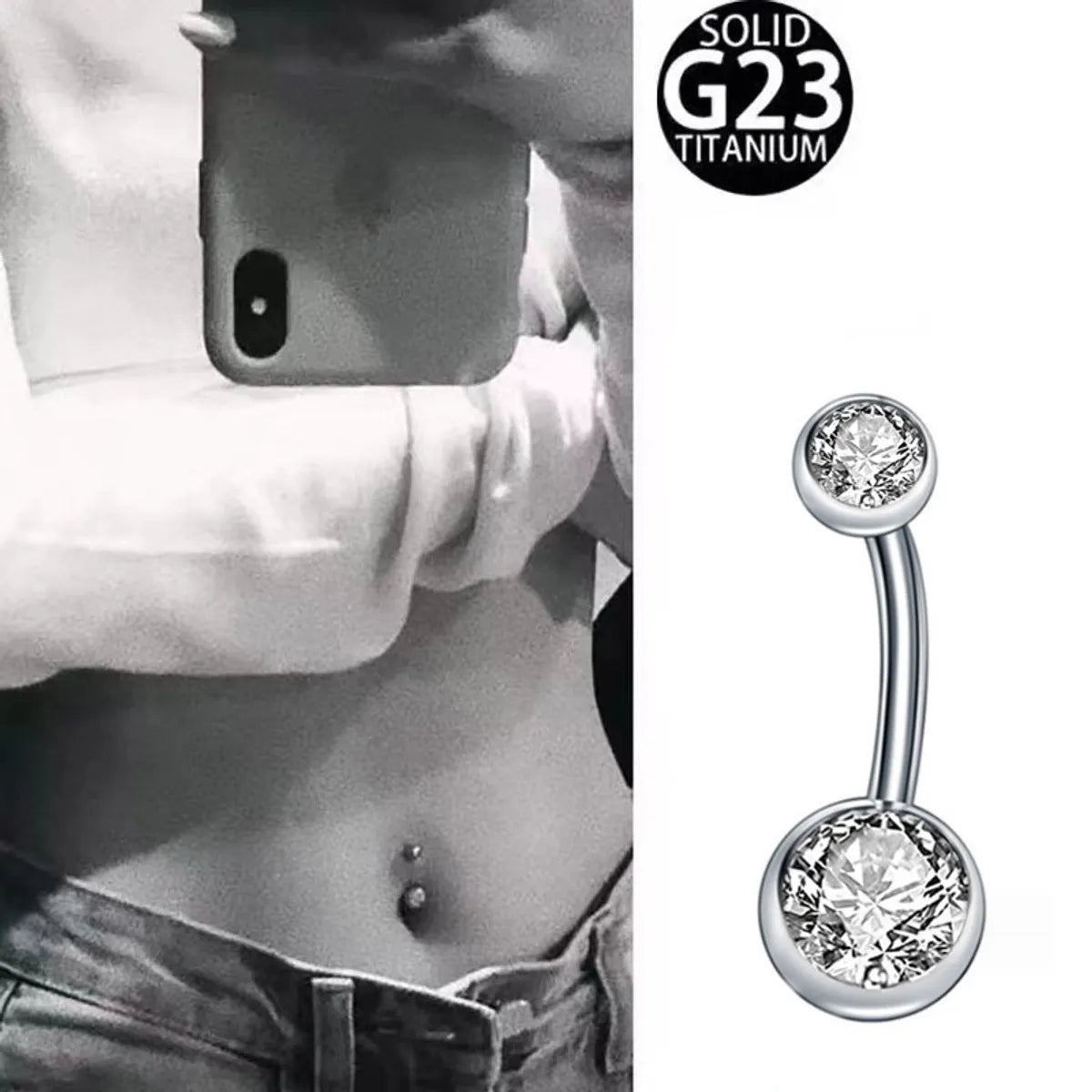 1 Piece Belly Rings Simple Style Solid Color Pure Titanium Belly Rings