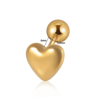 1 Piece Belly Rings Vacation Simple Style Roman Style Solid Color 304 Stainless Steel Red Heart 18K Gold Plated Ear Cartilage Rings & Studs Belly Rings Tongue Rings