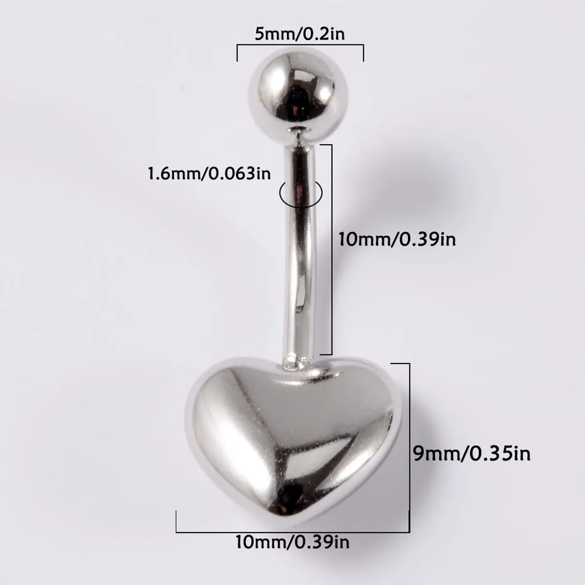 1 Piece Belly Rings Vacation Simple Style Roman Style Solid Color 304 Stainless Steel Red Heart 18K Gold Plated Ear Cartilage Rings & Studs Belly Rings Tongue Rings