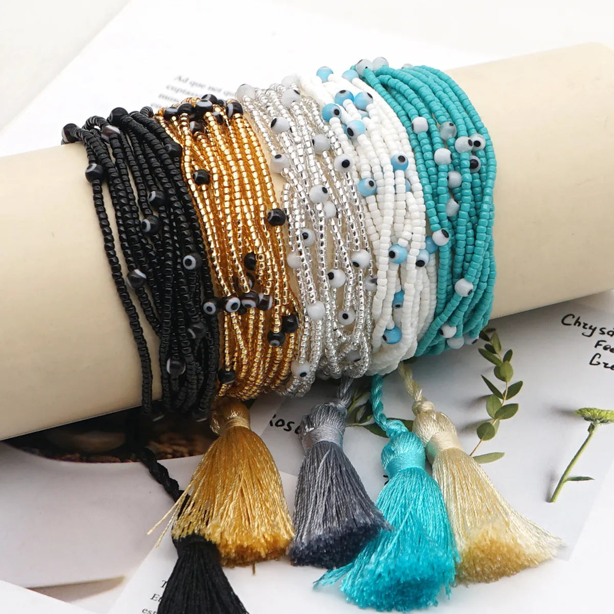 1 Piece Bohemian Eye Solid Color Mgb Tassel Unisex Bracelets