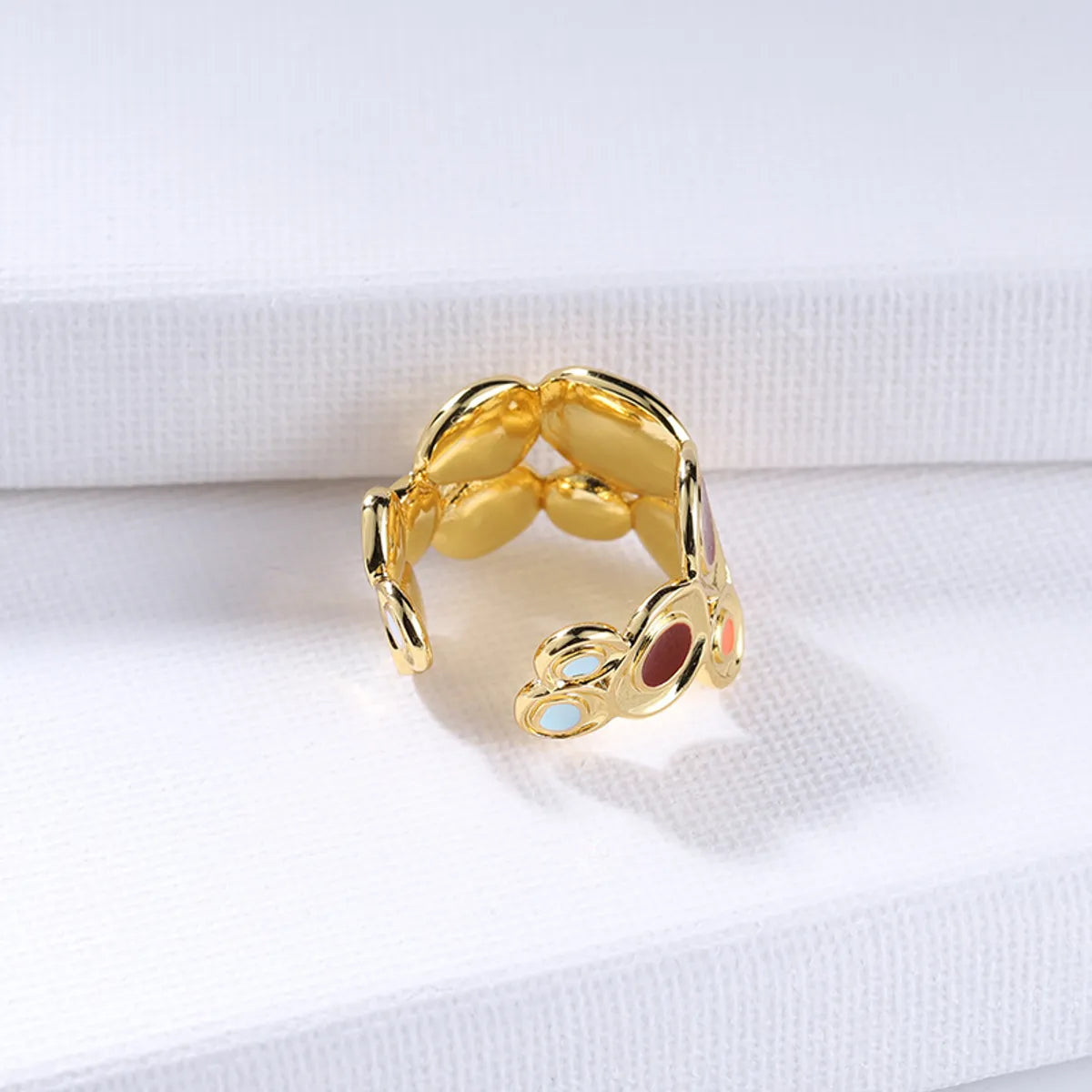 1 Piece Bohemian Oval Alloy Drip Glazed Plating Hollow Out 18k Gold Plated Women's Rings