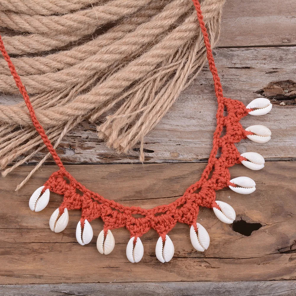 Bohemian Water Droplets Shell Braid Women'S Choker