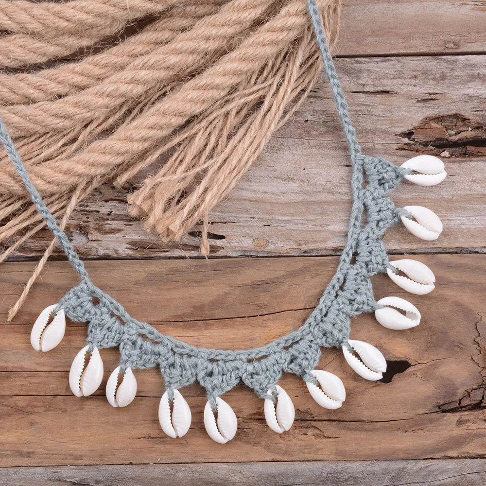 Bohemian Water Droplets Shell Braid Women'S Choker