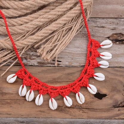 Bohemian Water Droplets Shell Braid Women'S Choker