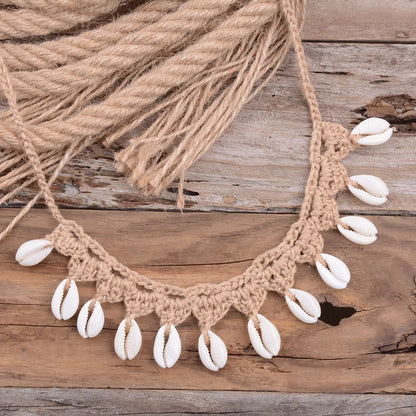 Bohemian Water Droplets Shell Braid Women'S Choker