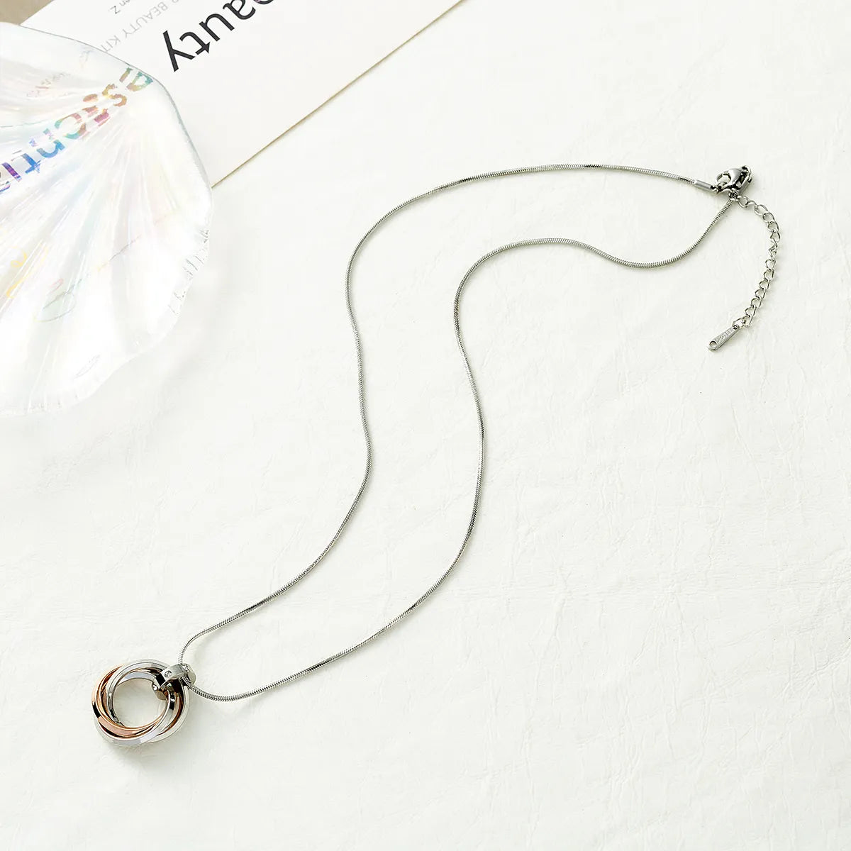 1 Piece Casual Circle Stainless Steel Titanium Steel Polishing Plating Inlay Diamond Pendant Necklace