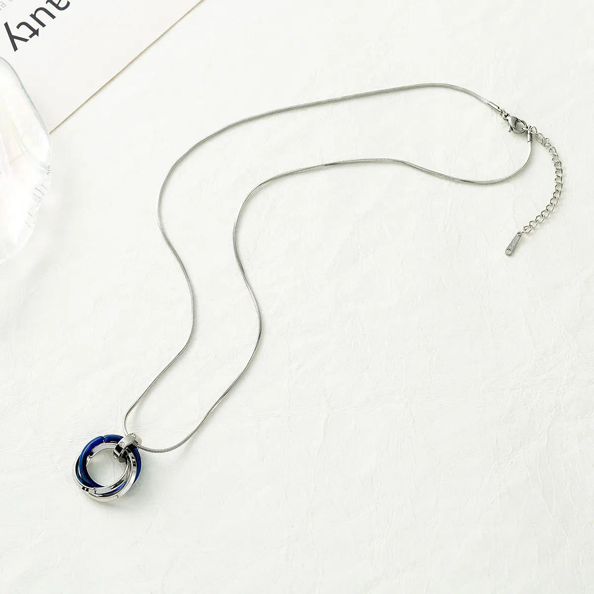 1 Piece Casual Circle Stainless Steel Titanium Steel Polishing Plating Inlay Diamond Pendant Necklace