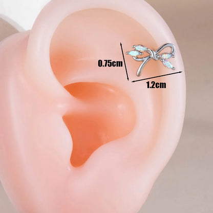 1 Piece Casual Classic Style Korean Style Bow Knot Hollow Out Inlay Copper Zircon Cartilage Earrings