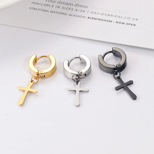 1 Piece Casual Cross Plating Titanium Steel Earrings