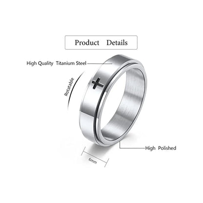 1 Piece Casual Cross Titanium Steel Rings