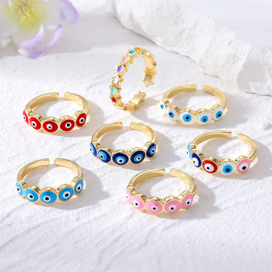 1 Piece Casual Devil's Eye Alloy Enamel Women's Open Ring